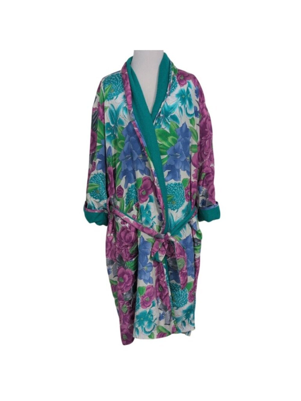 Vintage 90s Victorias Secret Floral Robe Womens One Size Terrycloth Lined